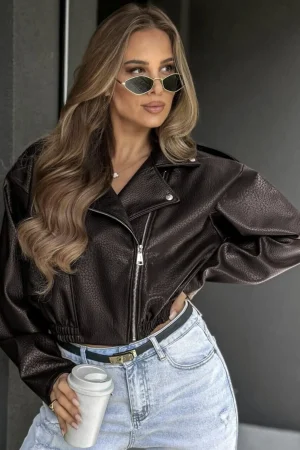 Arielle bőrdzseki barna