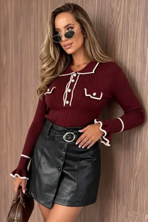 Simone pulóver bordó