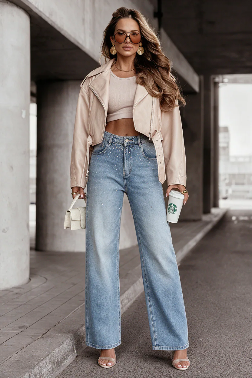 Aven wide leg jeans nadrág strasszkövekkel - Image 2