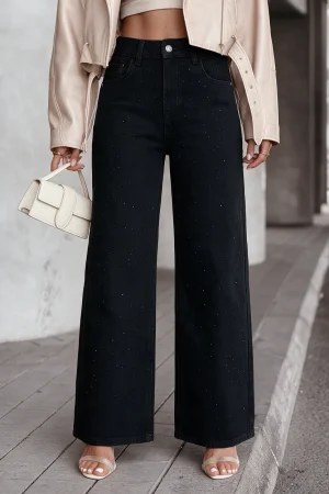 Kian wide leg jeans nadrág strasszkövekkel